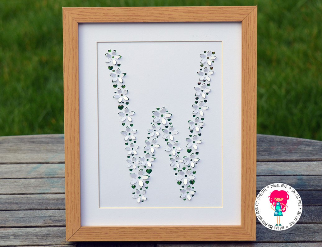 Download Letter W 3D flower paper cut svg / dxf / eps / files and pdf