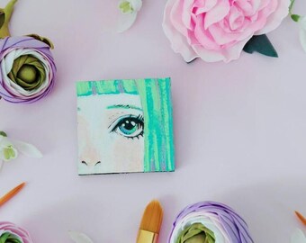 Big eye brooch, Wearable art jewelry, Anime pin, Kawaii design