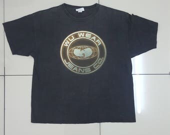 Vtg Wu Wear Jeans co Shirt Wu-Tang Clan 90's Hip Hop Jeans Co Sz XL
