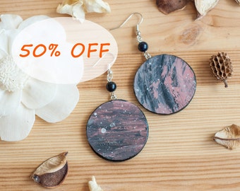 Galaxy earrings, Universe earrings, Space earrings, Galaxy dangle earrings, Space dangle earrings, Big round earrings