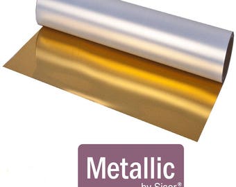 12x14" Sheet Siser Metallic HTV, Gold Metallic HTV, SIlver Metallic HTV, Gold Foil, Silver Foil Siser Heat Transfer Vinyl, Mirror htv