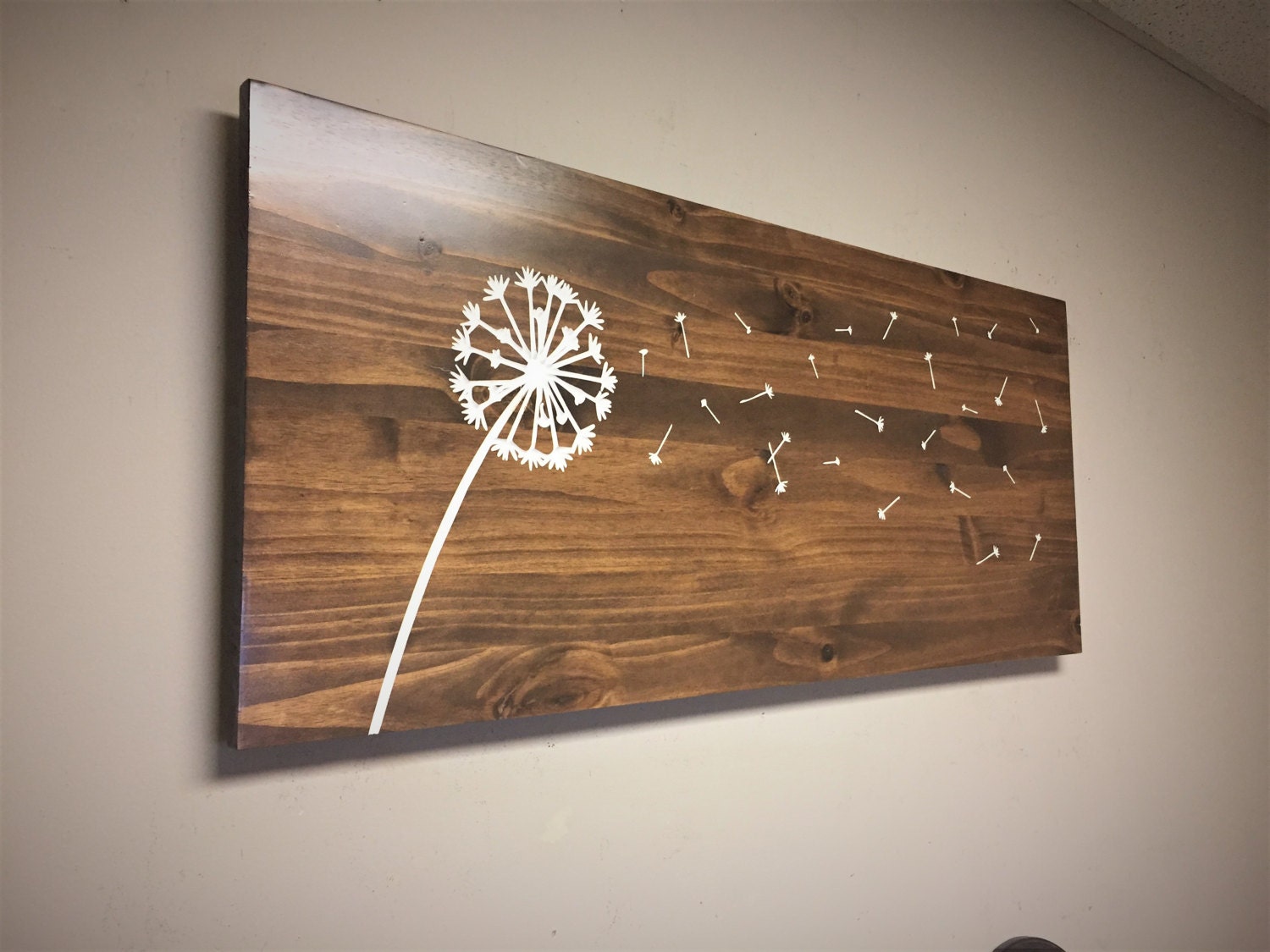 Dandelion Wall Art wood Engraved Carved hanging sign