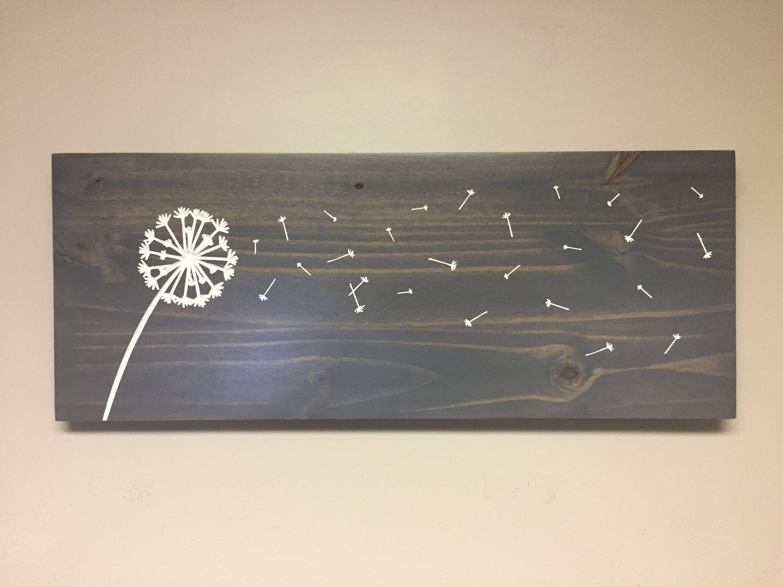 Dandelion Wall Art wood Engraved Carved hanging sign