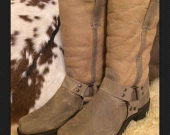 Frye womans 8 1:2M harness biker suede boot