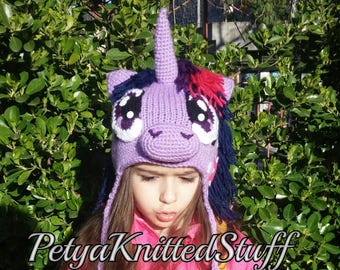 Twilight Sparkle Hat , My Little Pony Hat, Twilight Sparkle Costume, MLP Hat, Halloween hat, Halloween Costume, MLP Twilight Sparkle Hat