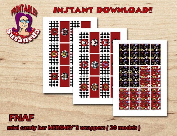 FNAF mini candy bar Hersheys wrappers / FNAF Party ... FNAF mini candy bar Hersheys wrappers / FNAF Party ...