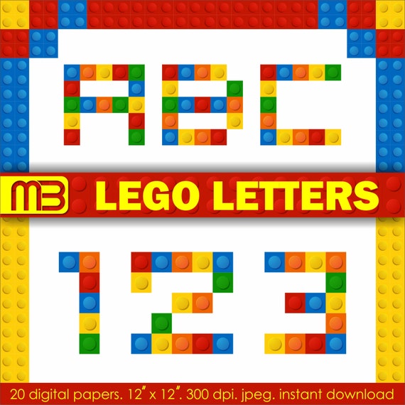 Lego alphabet clipart. Digital clip art can be used as graphic