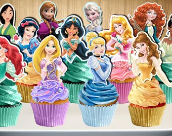 PRINTABLE Disney Princess Cupcake Toppers, Princess Cupcake Picks, You Print