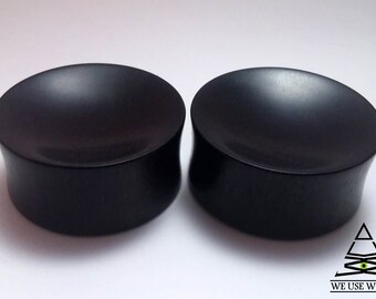Ebony Plugs Organic Concave Handmade Wooden Ear Plugs Gauges PAIR 5 mm-75 mm 4 g-3"