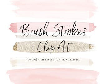 High Resolution Watercolor Brush Strokes Clip Art Watercolor Shapes Beautiful Hand Drawn Paint Stroke Chic Blush Pink Dusty Rose Gold