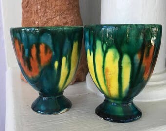 Pair of Oaxacan Dripware footed cups