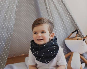 Organic cotton - black and white organic cotton infinity scarf