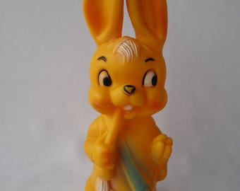 Vintage Toy Bunny, Vintage Plastic Toy Orange Bunny, Old Toy, Rabbit, Kids Toy, Collectibles, made in UK, England