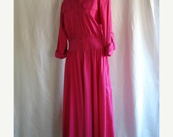 On Sale 1980's Pink Day Dress Cotton Size 12