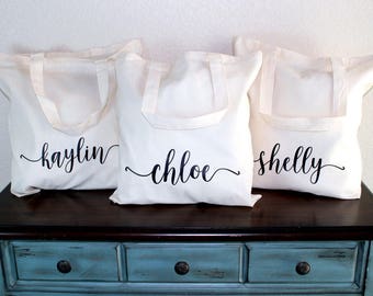 Bridesmaid Tote Set of 7 - Bridesmaid Bag - Bridesmaid Gift Bag - Bridesmaid Box - Bridal Party Bag - Wedding Tote - Personalized Tote Bag