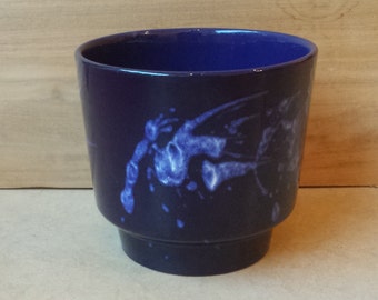 Marei 12-3: wild lava W. Germany pottery planter, 1970s, blue and white