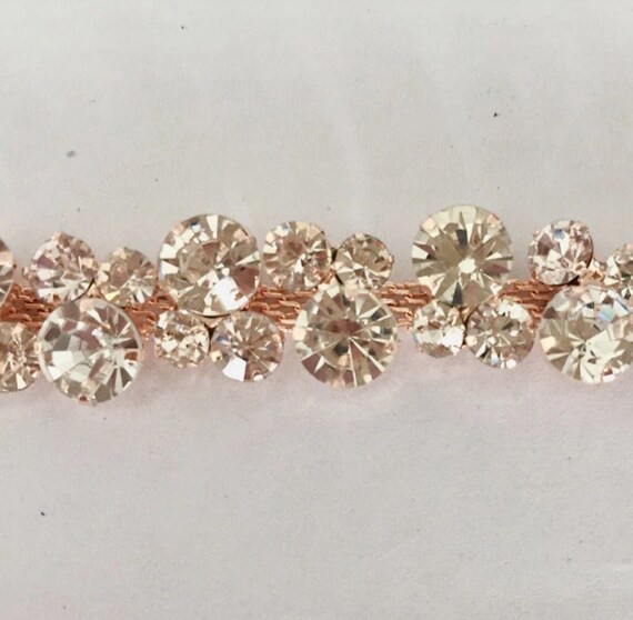 Rose Gold Rhinestone Trim by the Yard Wholesale gold Bridal Trim rose