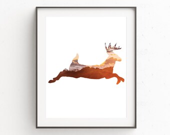 Woodland Nursery Wall Decor, Woodland Nursery Wall Prints, Nursery Animal Print Art, Deer Art Print, Childrens Room Wall Print, Artwork