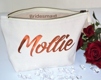 Personalised Bridesmaid make up bag, wedding favours, cosmetic bag.