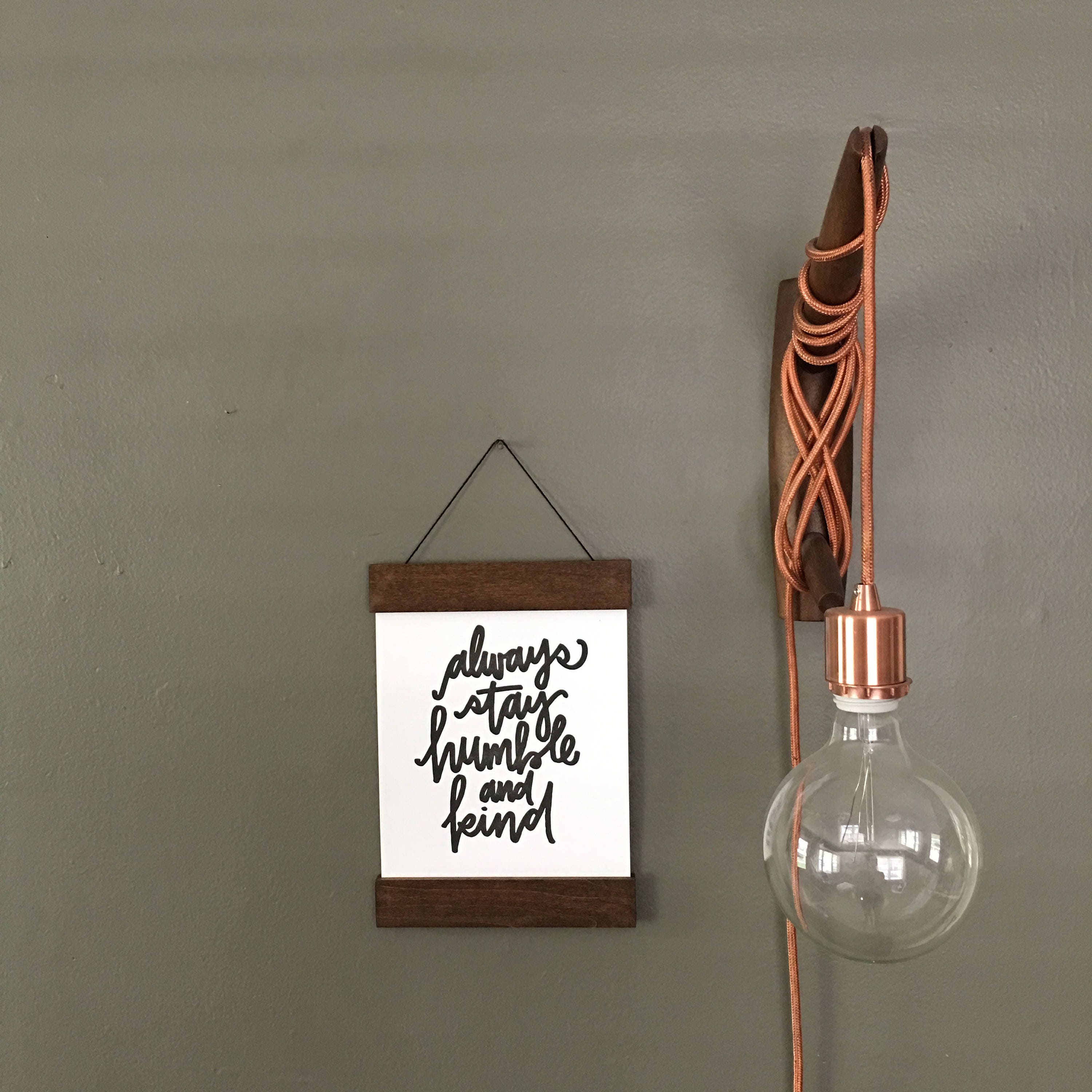 Wood Art Print Hanger and Letterpressed Art Print // Always