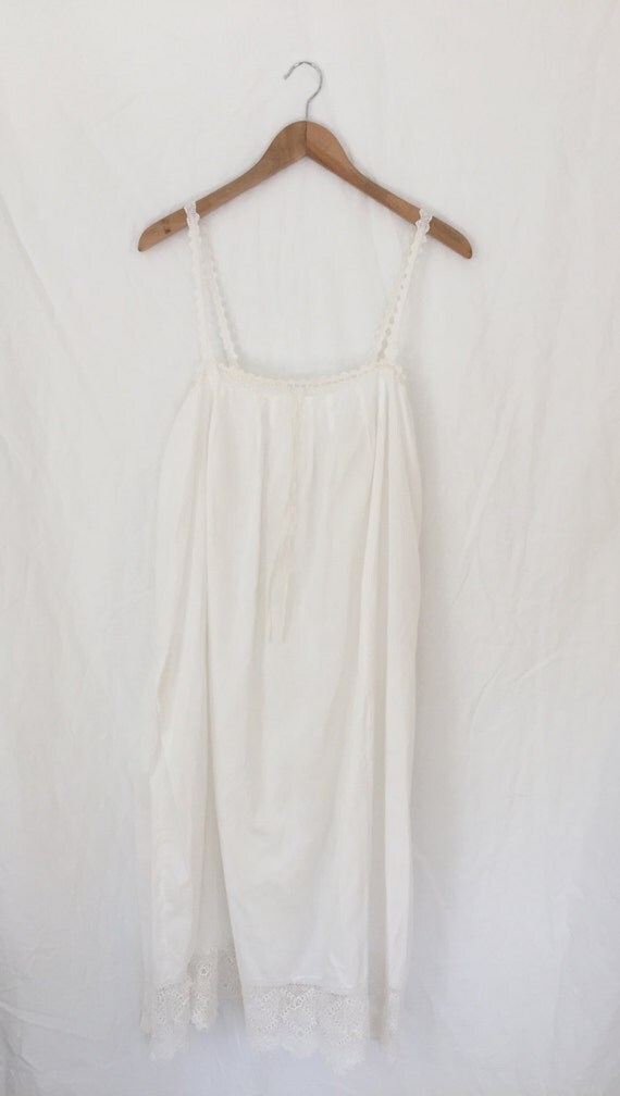 1920s Vintage White Cotton Chemise Slip Dress