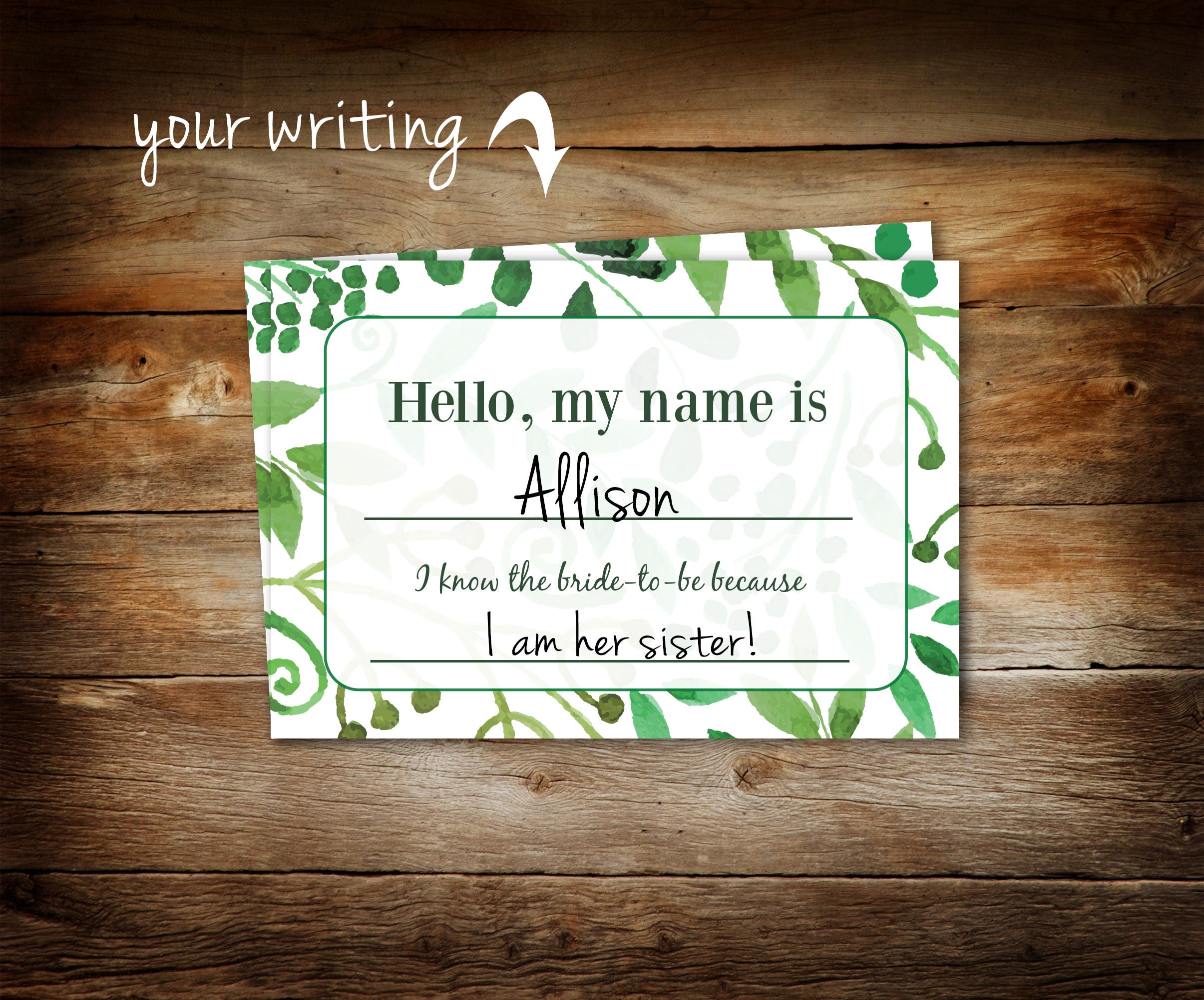 Bridal Shower Name Tags Guest Name Tags DIGITAL FILE