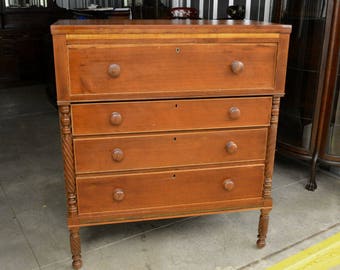 Antique Cherry and Maple Chest of Drawers