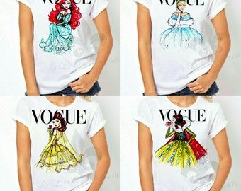 Women's Disney Vogue Princess Shirt - Ladie's Vogue Disney Princess Shirt - Disney Princess Vogue Tank Top - Mommy & Me Disney Vogue Shirts