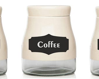 Set of Coffee/Sugar/Tea Vinyl Decal Sticker Labels for Storage Jars Canisters not included