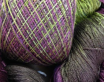 Silk yarn Lace weight Hand dyed yarn