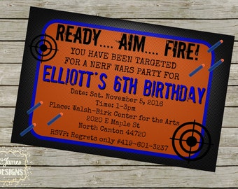 Custom Nerf Birthday Party Invite / invitation -JPEG Download