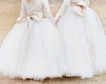 Flower girl tulle skirt elastic waistband/ custom color tulle skirt / custom size tulle skirt / kids tulle skirt / little girl tulle skirt