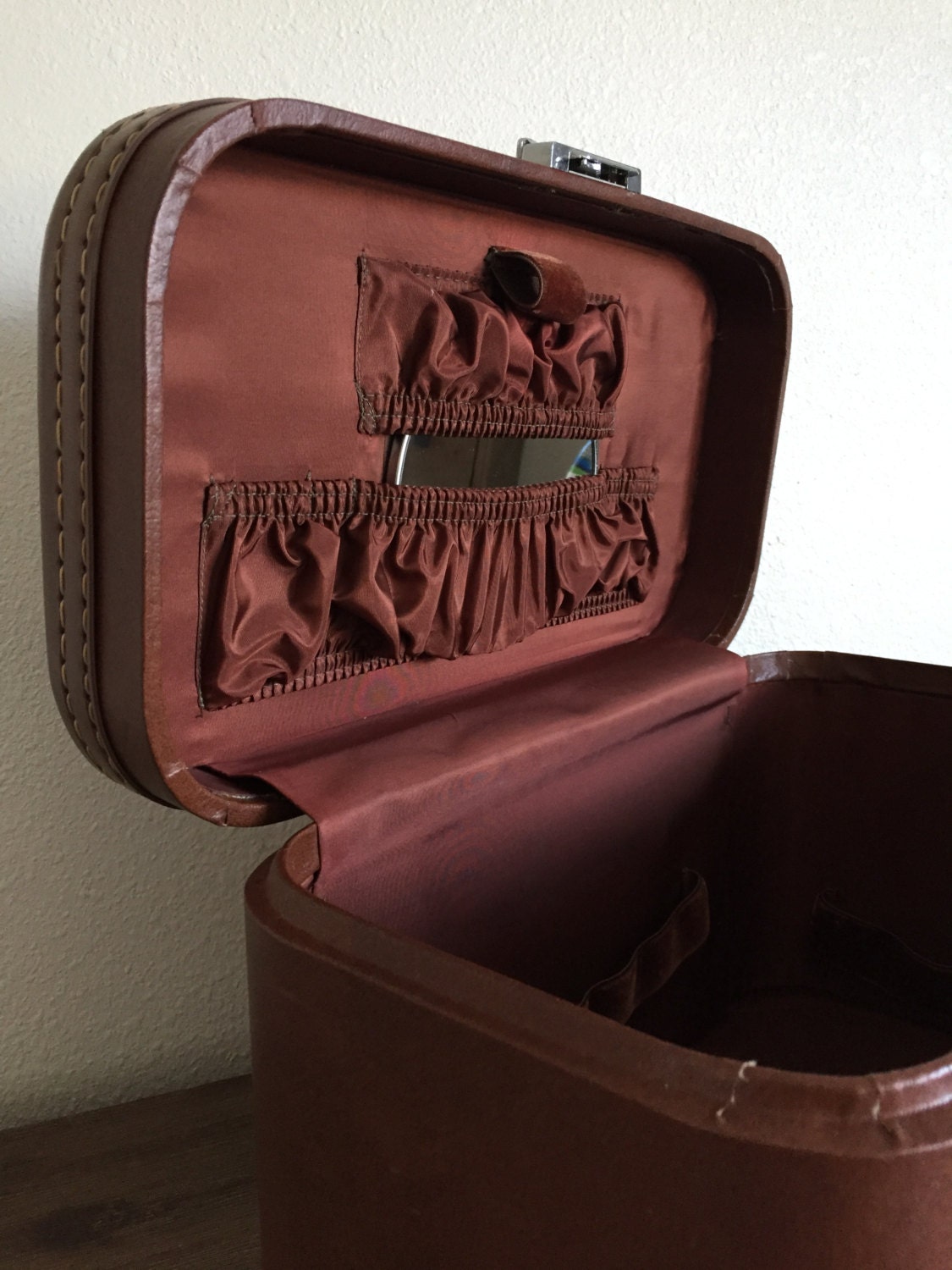 Vintage Train Case Skyway Train Case Brown Train by Speckadoos