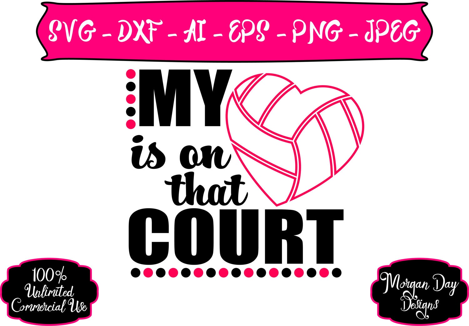 Download Volleyball Mom SVG My Heart is on that Court SVG