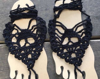 Crochet -skulls-barefoot- sandals- handmade
