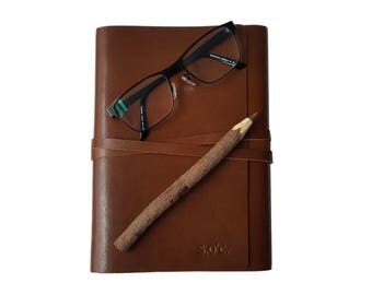 A5 Leather Notebook Leather Journal Sketchbook Diary Cover Personalised Notebook JoyToken® - Brown