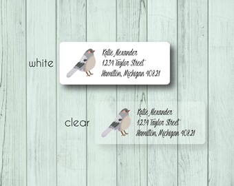 Bird Address Labels - Custom Return Address Mailing Labels - Animal - Bird Labels - Matte White, Kraft, or Clear Gloss