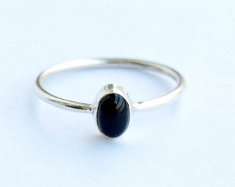 Black ring, Sterling Silver Ring, 925 Sterling Silver, Silver Ring