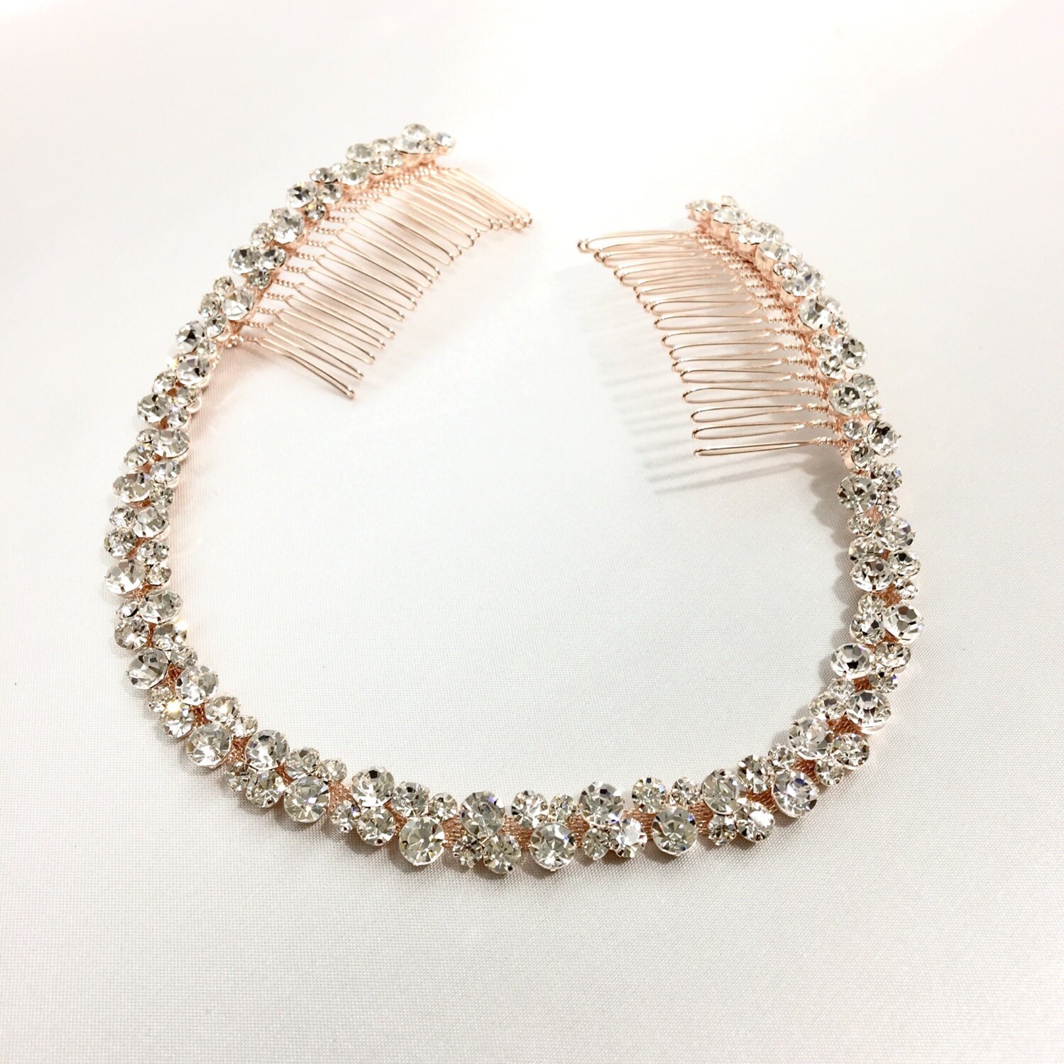 Rose Gold Bridal Headband Rose Gold Headpiece Rhinestone
