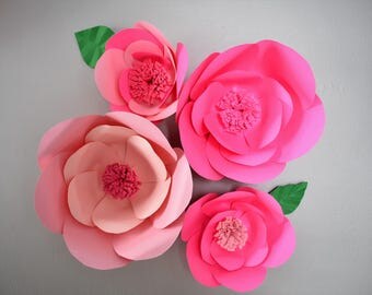 Pink Wall Decor, Giant Paper Flowers, Pink Wall Art