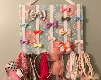 Hair Bow Holder & Headband Organizer/Padded Hair Bow Organizer with Hooks for Headbands/Head Band organizer/Hair Bow Organizer