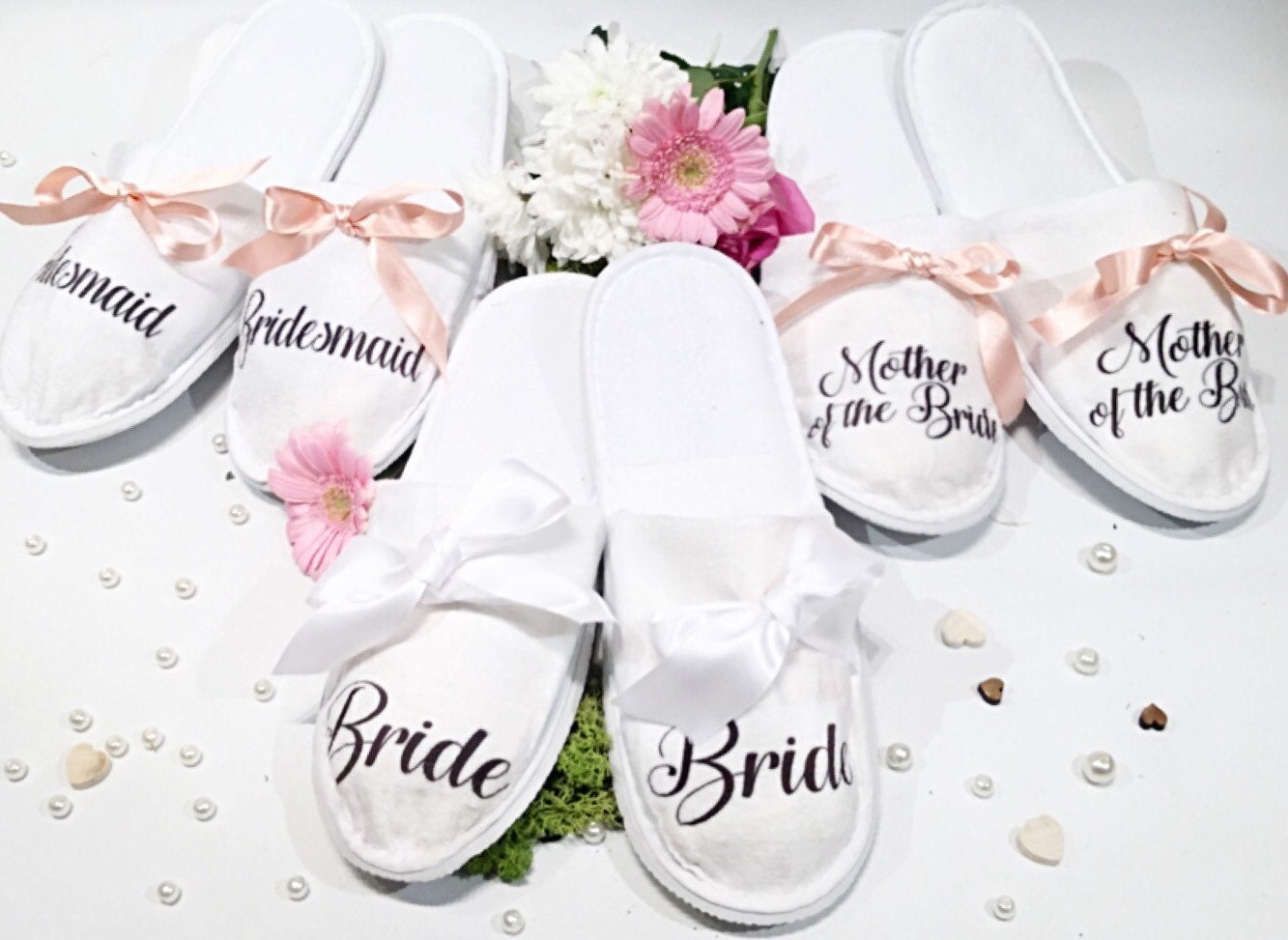 Personalised wedding slippers Bridesmaid slippers Bride