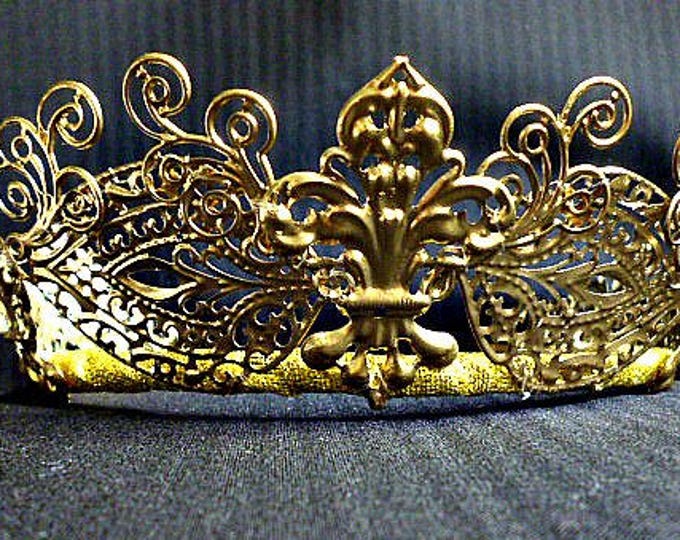 Wedding gold crown headband bridal jewelry tiara bride filigree metal tiara mini metal headpiece princess religious handmade fantasy crown
