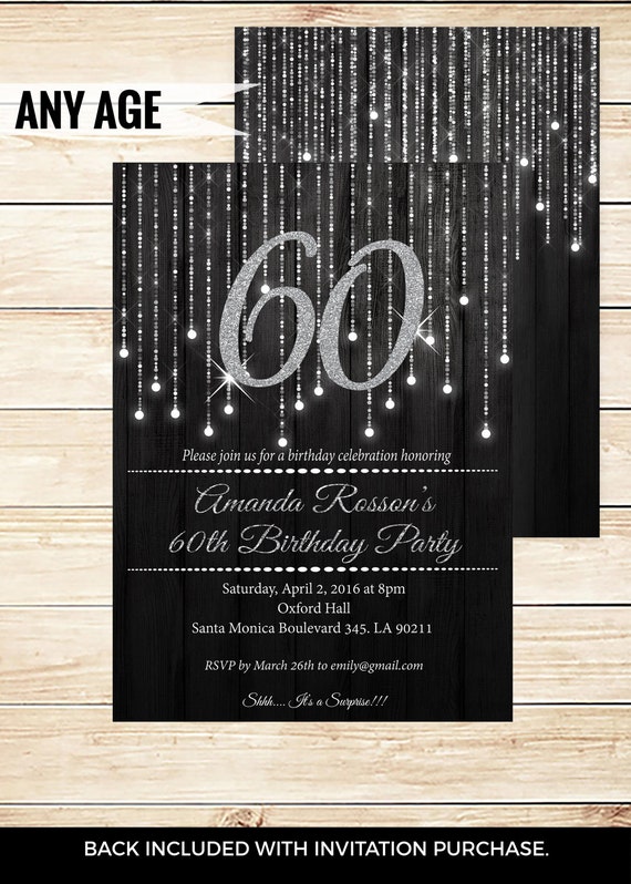 Silver 60th birthday invitations - 60th Birthday Invitation for Women ...