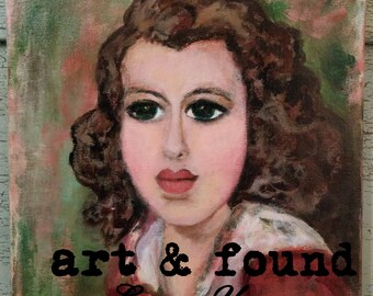 vintage style original acrylic portrait painting titled "Edith" by Laura Youngren