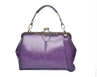 Purple Vintage Frame Kisslock Clasp Bag