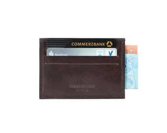 Credit Card Holder Leather in Dark Brown for Men by FERDINAND SABAC | Leather Business Card Holder | Genuine Italian Leather Wallet Purse