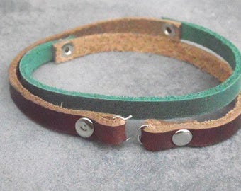 leather bracelet, wrap bracelet, leather wrap, boho bracelet, leather jewelry, green bracelet, leather cuff, brown bracelet, wrap leather