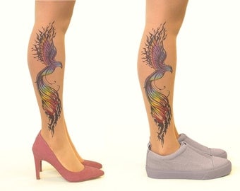 Tattoo Tights/Pantyhose with Firebird - FREE SHIPPING