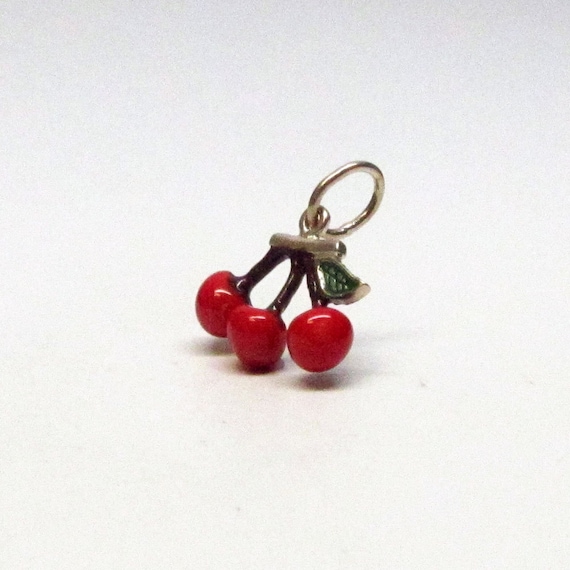 CHERRIES Charm Cherries Necklace Pendant Sterling Silver